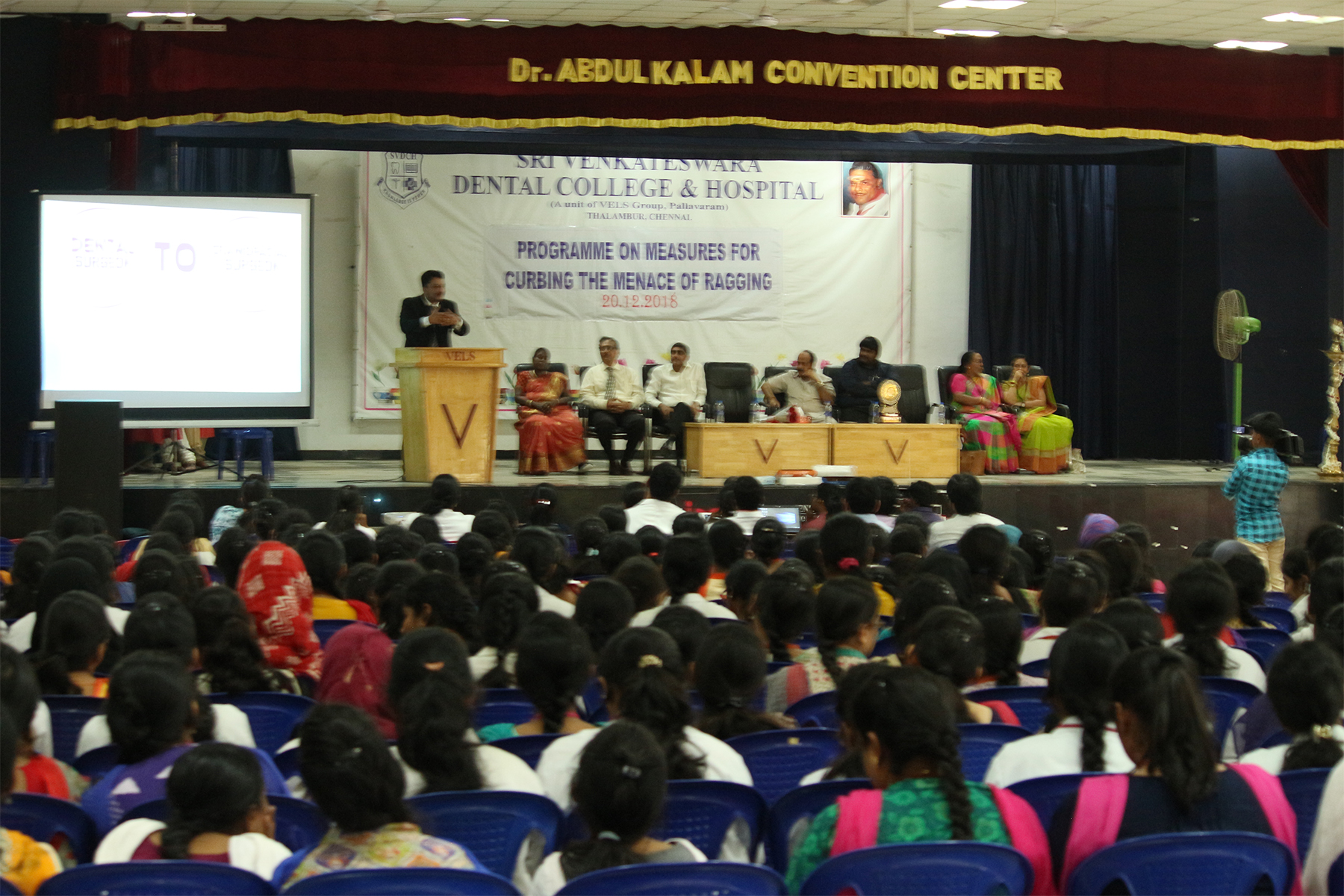 Sri Venkateswara Dental College Anti-Ragging programme 5 Dr SM Balaji at his antiragging orientation speech