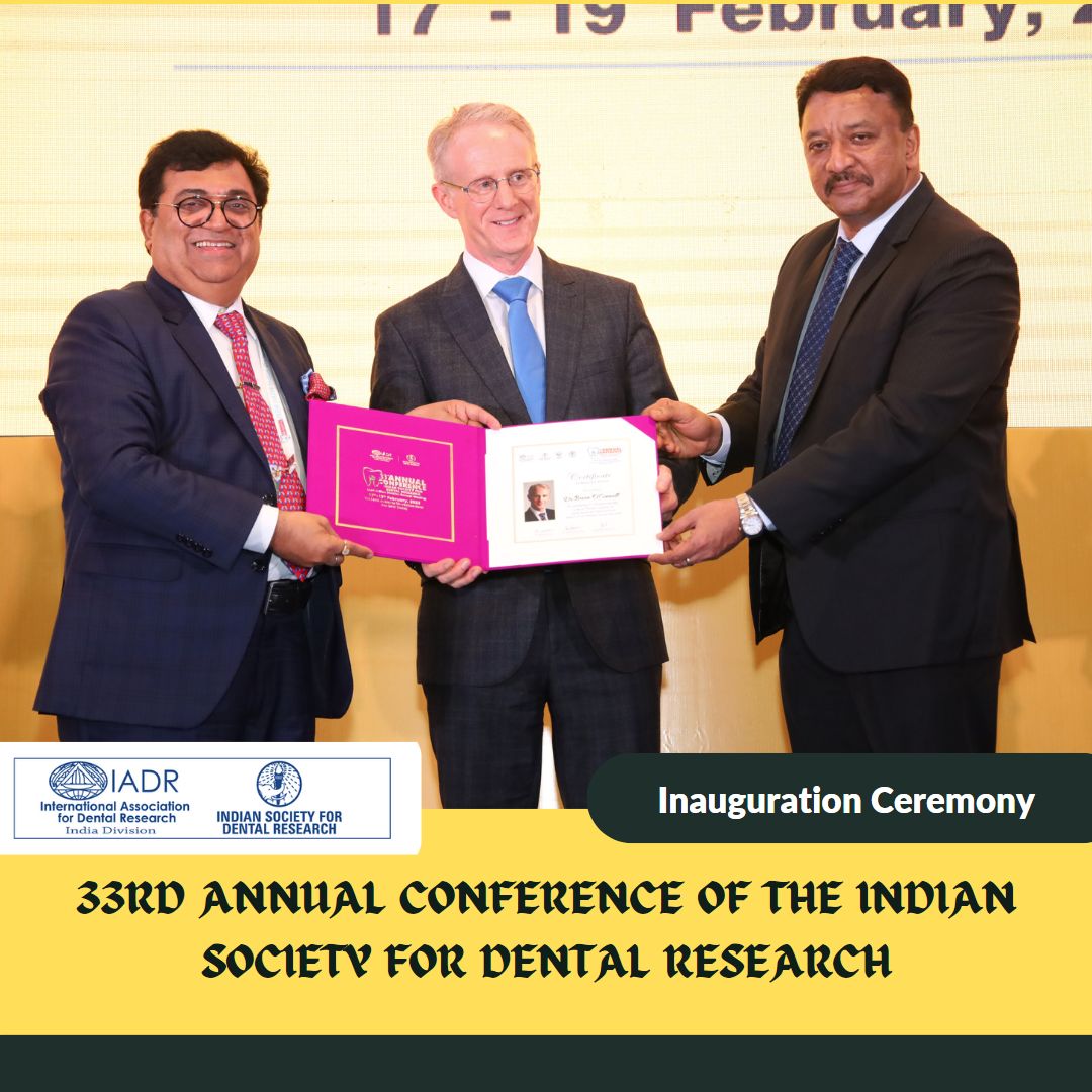 Prof. Brian O'Connell receives the Certificate of Appreciation from Dr. SM Balaji and Prof. Mahesh Verma