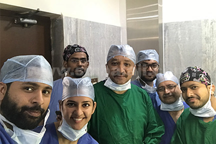 rof S M Balaji with the Anesthesiologist and the surgical team