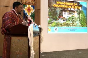 Dr S M Balaji addressing the audience at his keynote speech on Management of Craniofacial Clefts