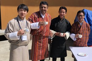 Prof S M Balaji at a Bhutanese tea drinking ceremony drinking Suja, the traditional Bhutanese butter tea