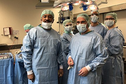 Prof S M Balaji with Prof Nikolai Adolphs before commencement of a surgery in the Operating Room at the Charite Universitatsmedizin Berlin