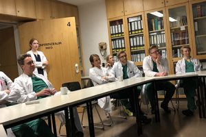 Case discussion before morning ward rounds at the Charite