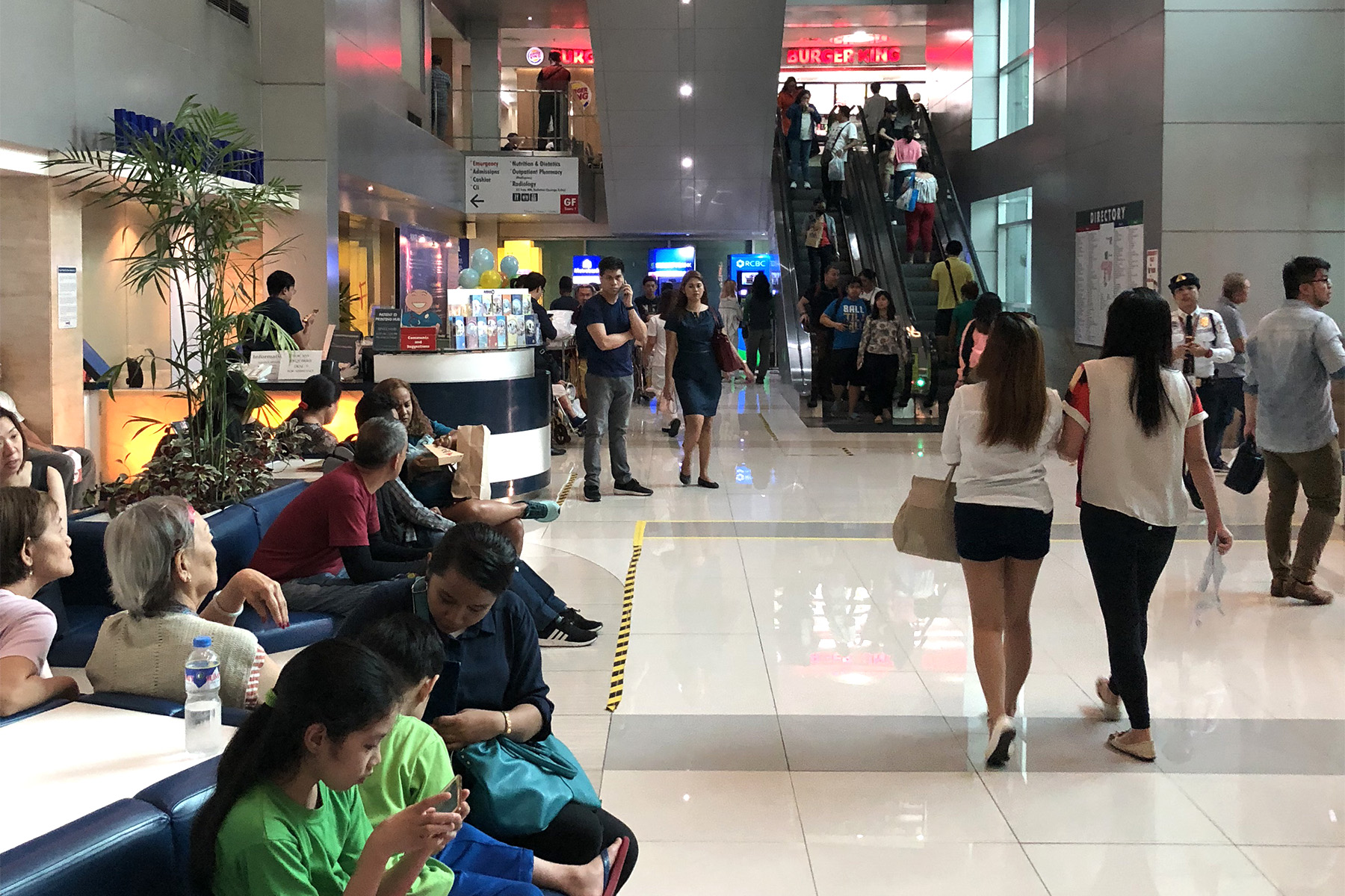 A view of the reception at Makati Medical Centre, Manila, Philippines