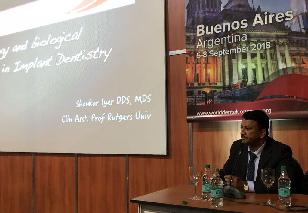 Dr SM Balaji moderating a plenary session at the FDI World Dental Conference in Buenos Aires