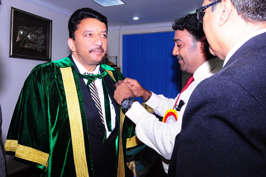 Dr SM Balaji at preparations for the convocation ceremony