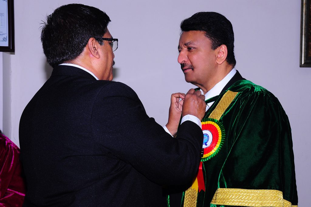 Dr SM Balaji at preparations for the convocation ceremony
