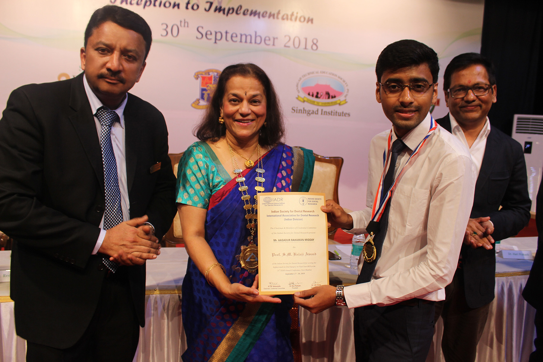 A certificate of appreciation presented to a student delegate