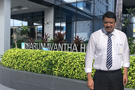 Dr SM Balaji outside IGMH Dharumavantha Hospital, Maldives