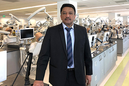 Dr SM Balaji at the phantom head laboratory