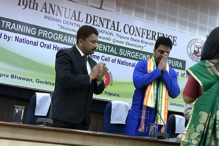 Dr SM Balaji and His Excellency Biplab Kumar Deb, Chief Minister of Tripura being welcomed to the recently concluded IDA conference in Tripura