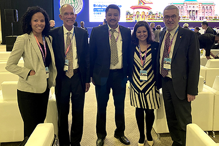 Dr SM Balaji with Dr Jean-Luc Eisele, Executive Director, World Heart Foundation and others at the NCDA Forum in Sharjah