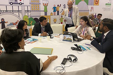 Dr SM Balaji and others discussing ways to promote awareness of noncommunicable diseases at the SEARO Alliance meeting in Sharjah