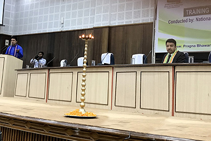 Dr SM Balaji looks on as the Chief Minister of Tripura, His Excellency Biplab Kumar Deb addressing the audience