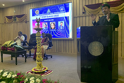 Dr SM Balaji addresses the audience on the occasion of the Saveetha STAR Summit