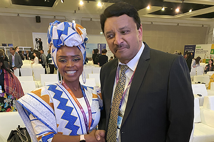 Dr SM Balaji with Ms Zoleka Mandela, granddaughter of Mr Nelson Mandela and cancer survivor who spoke at the forum about cancer