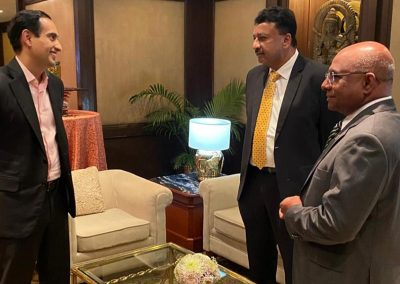 Dr SM Balaji with the Hon’ble Abdulla Shahid, Minister of Foreign Affairs, Republic of Maldives and Mr Rahul Kanwal of India Today